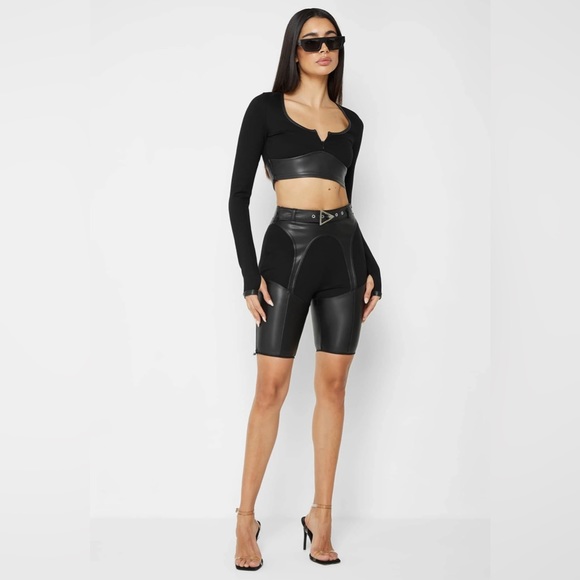 NWT MANIÈRE DE VOIR Vegan Leather Zip Off Leggings to Shorts - Picture 2 of 16